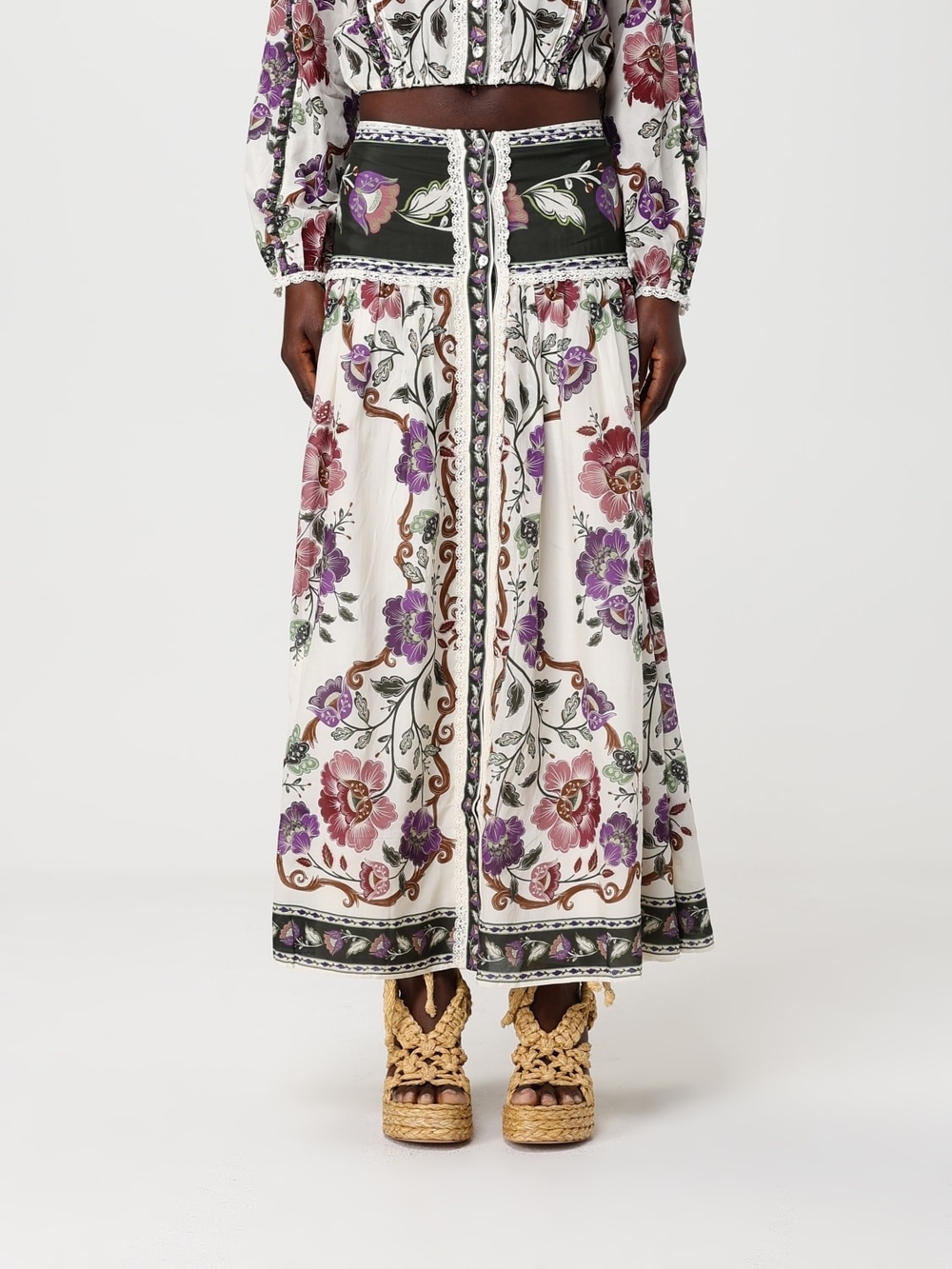 FARM Rio Rococo Floral Midi Skirt